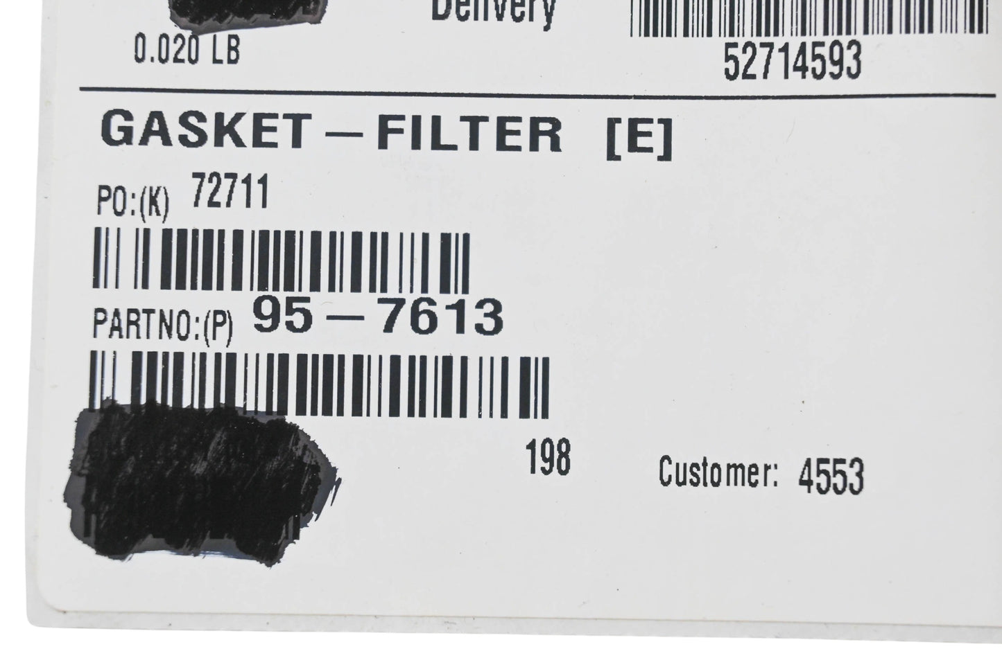 Toro 95-7613 Filter Gasket NOS