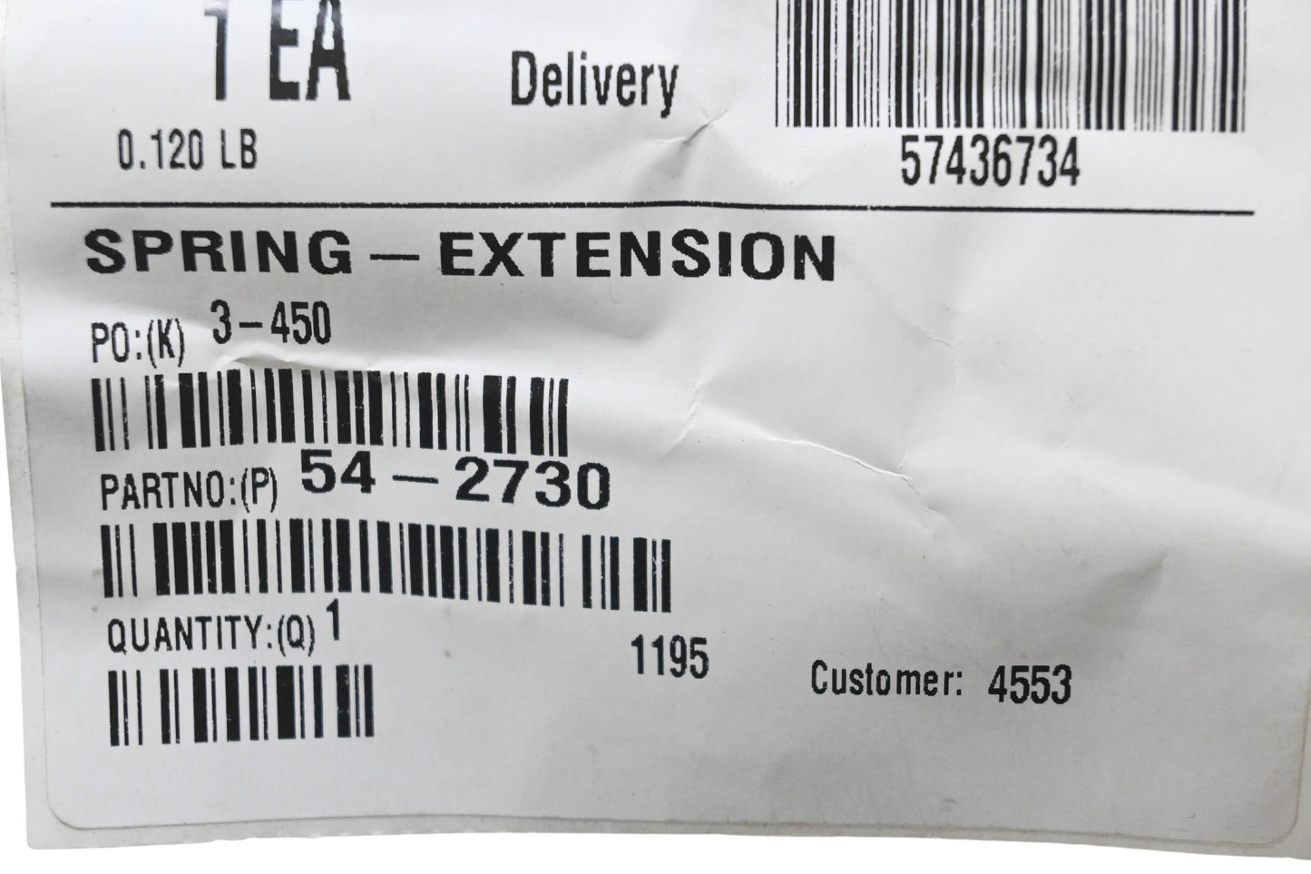 Toro 54-2730 Extension Spring NOS
