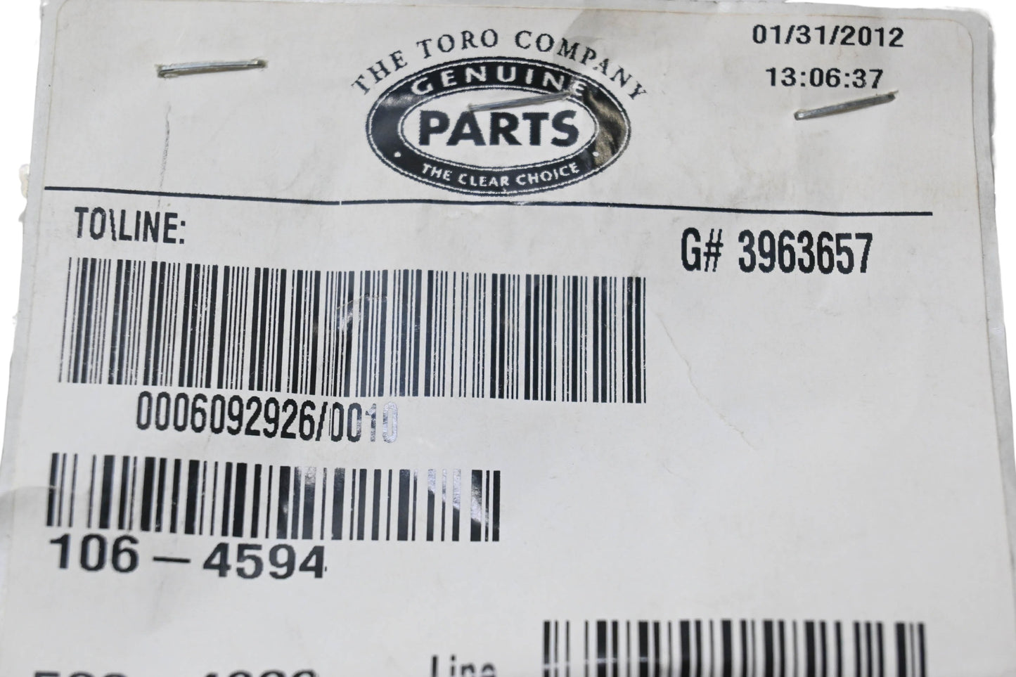 Toro 106-4594 Torsion Spring NOS