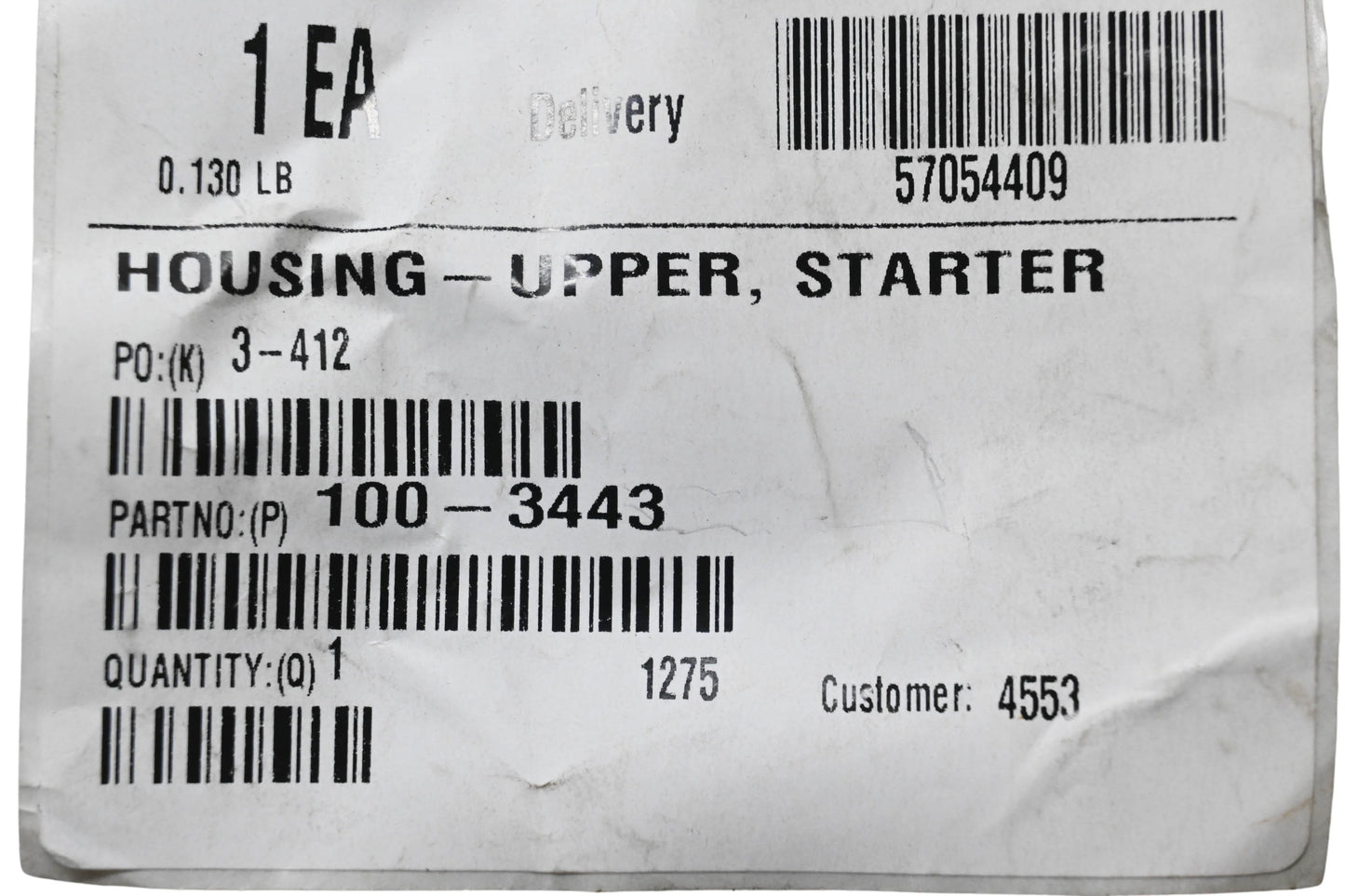 Toro 100-3443 Upper Starter Housing NOS