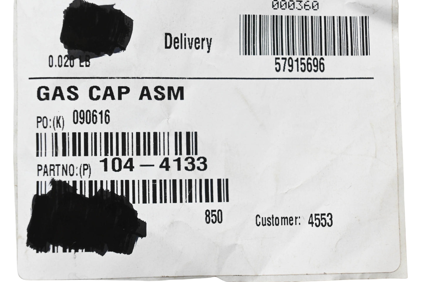 Toro 104-4133 Gas Cap Assembly NOS