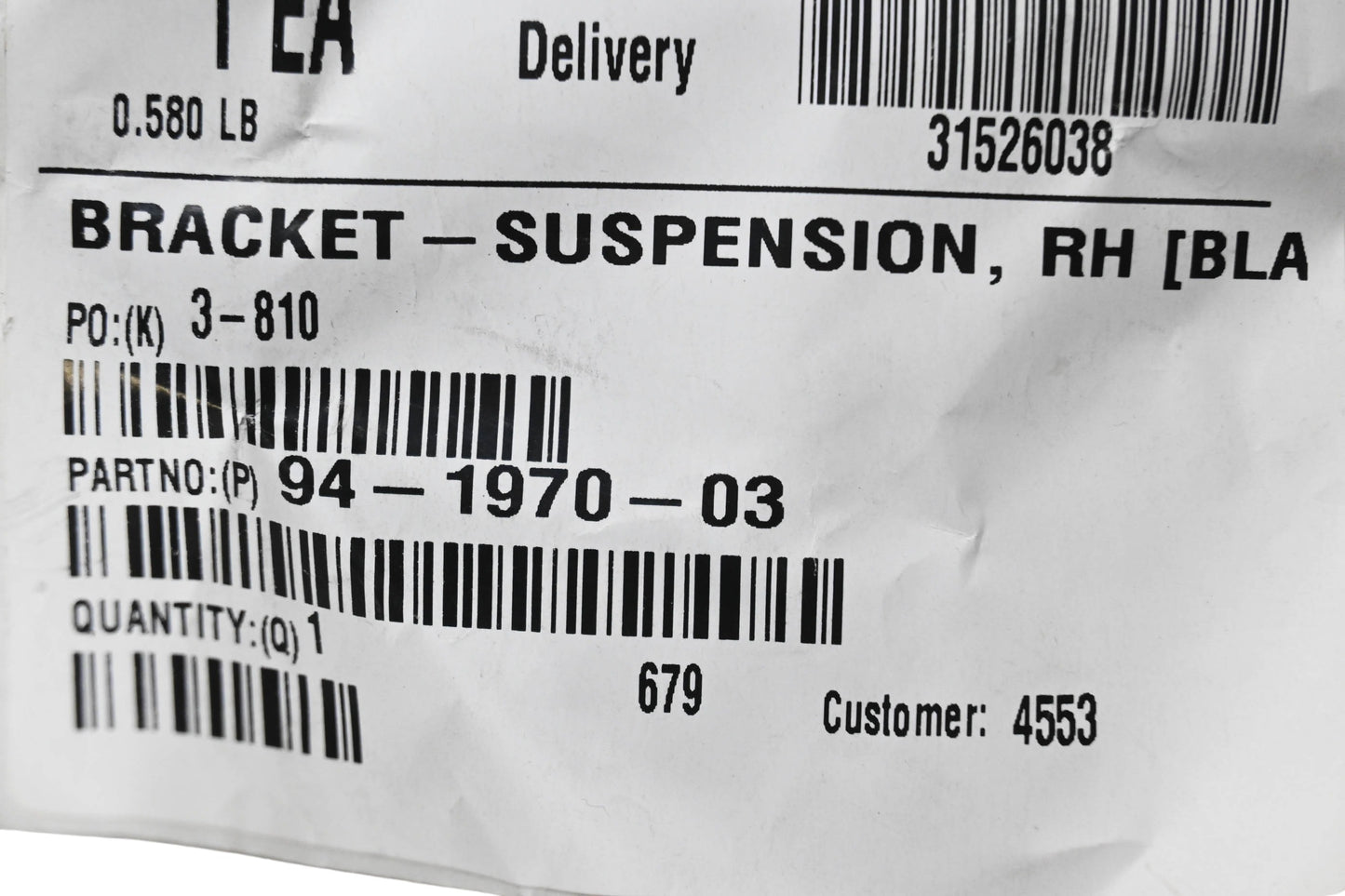Toro 94-1970-03 Suspension Bracket RH NOS