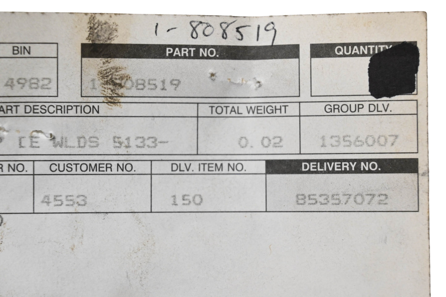 Toro 1-808519 Snap Ring NOS