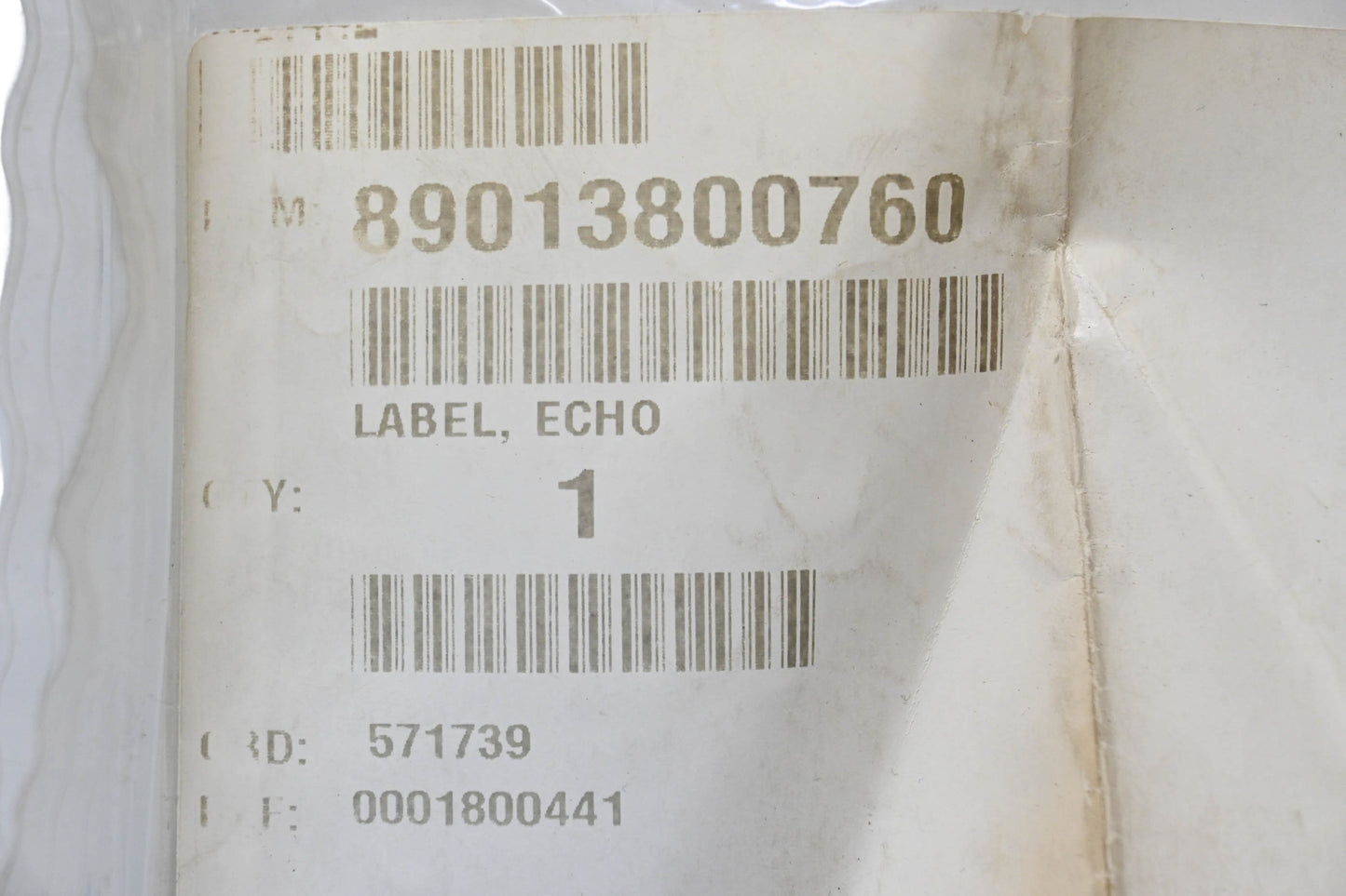 New OEM Echo 89013800760 Label NOS