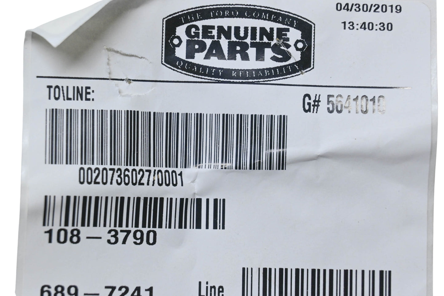Toro 108-3790 Belt Retainer NOS