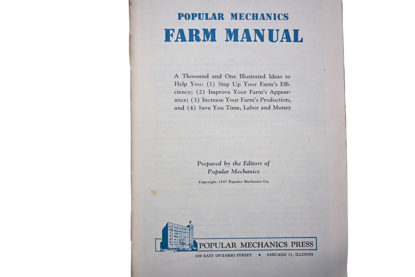 Popular Mechanics HU021-14 1947 Farm Manual Hard Cover