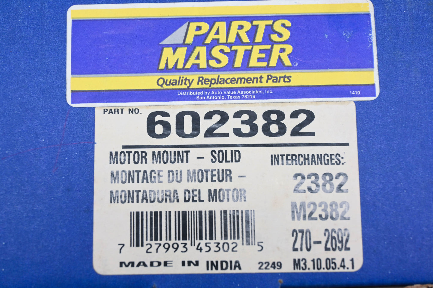 Parts Master 602382, 2382, 270-2692 Motor Mount NOS