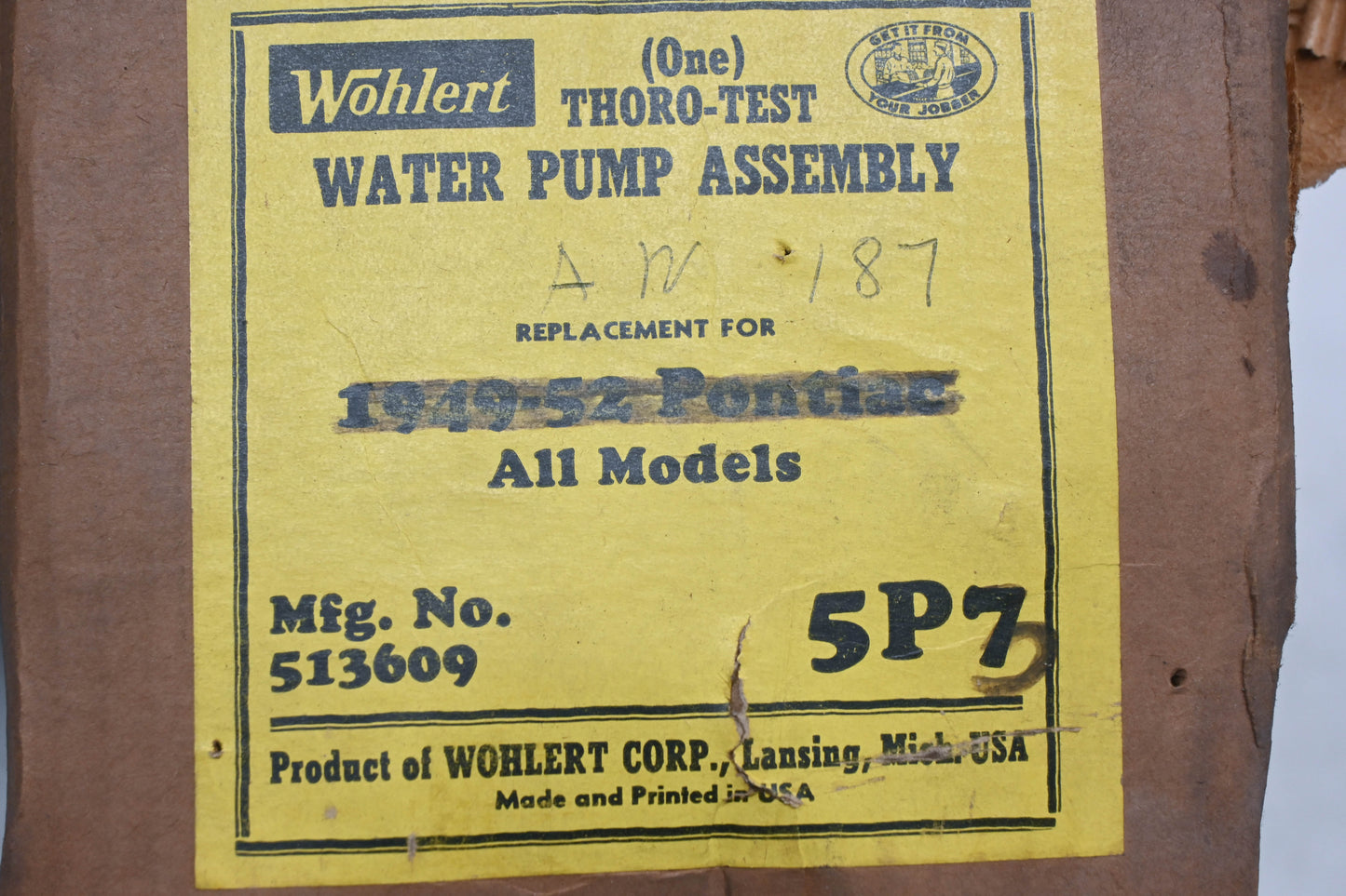Wohlert 513609, 5P7 Water Pump Assembly NOS