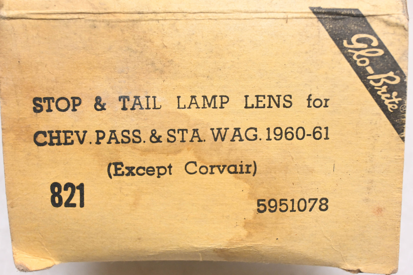 Glo-Brite 821, 5951078, TMC-712 Red Taillight Lens NOS