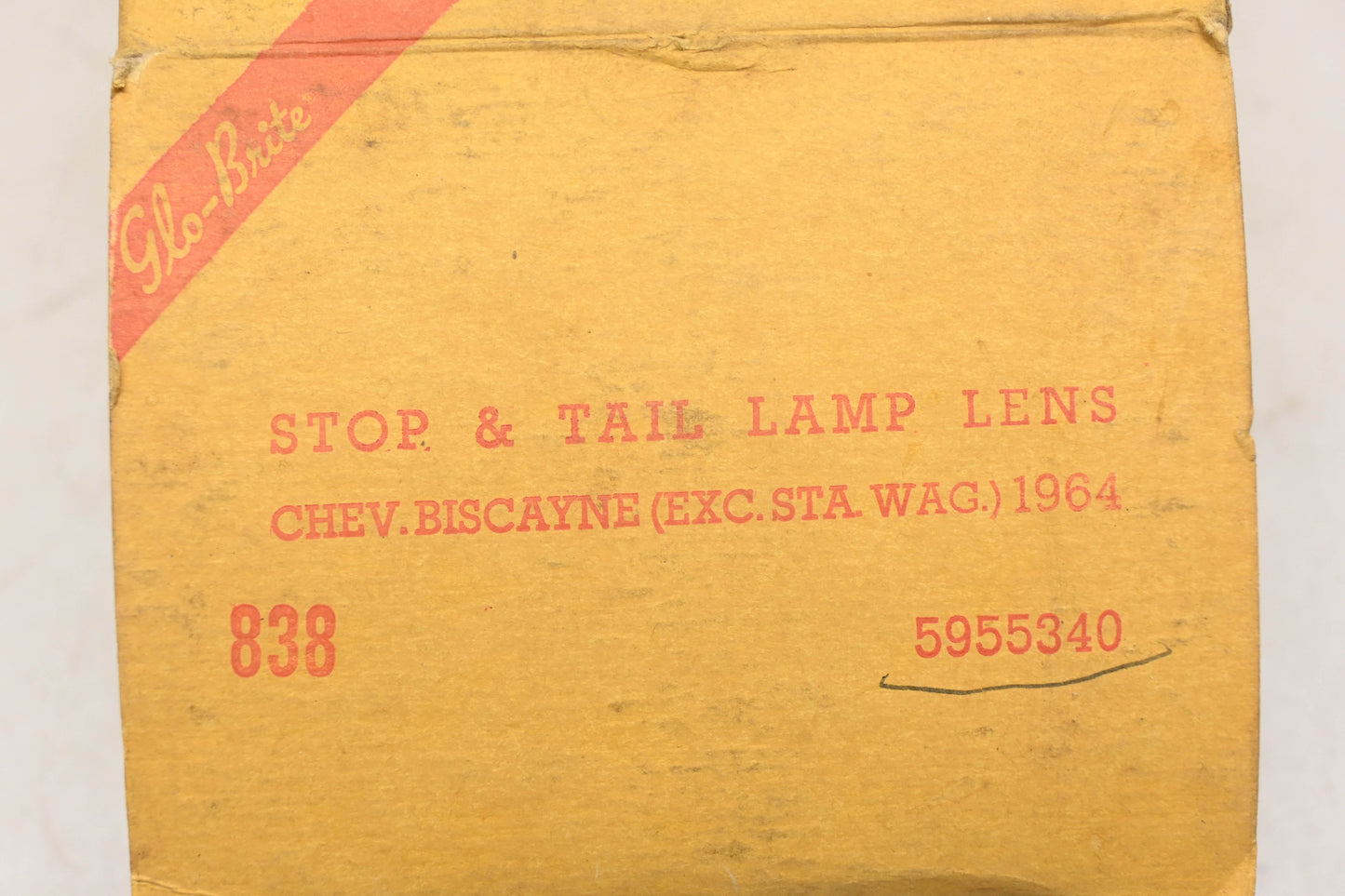 Glo-Brite 838, 5955340, TMC-201 Red Taillight Lens NOS
