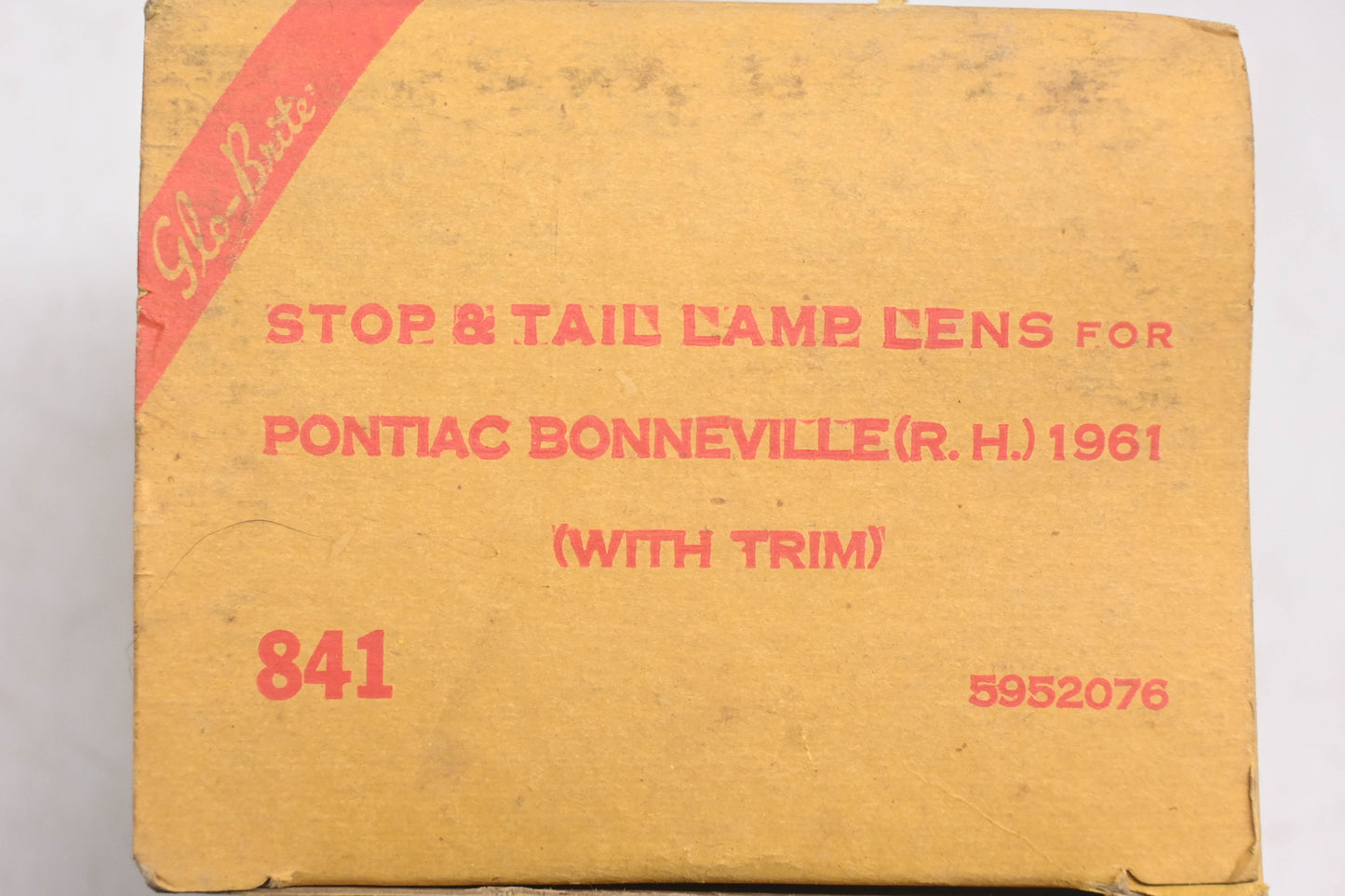 Glo-Brite 841, 5952076, TMC-768 R.H. Red Taillight Lens NOS