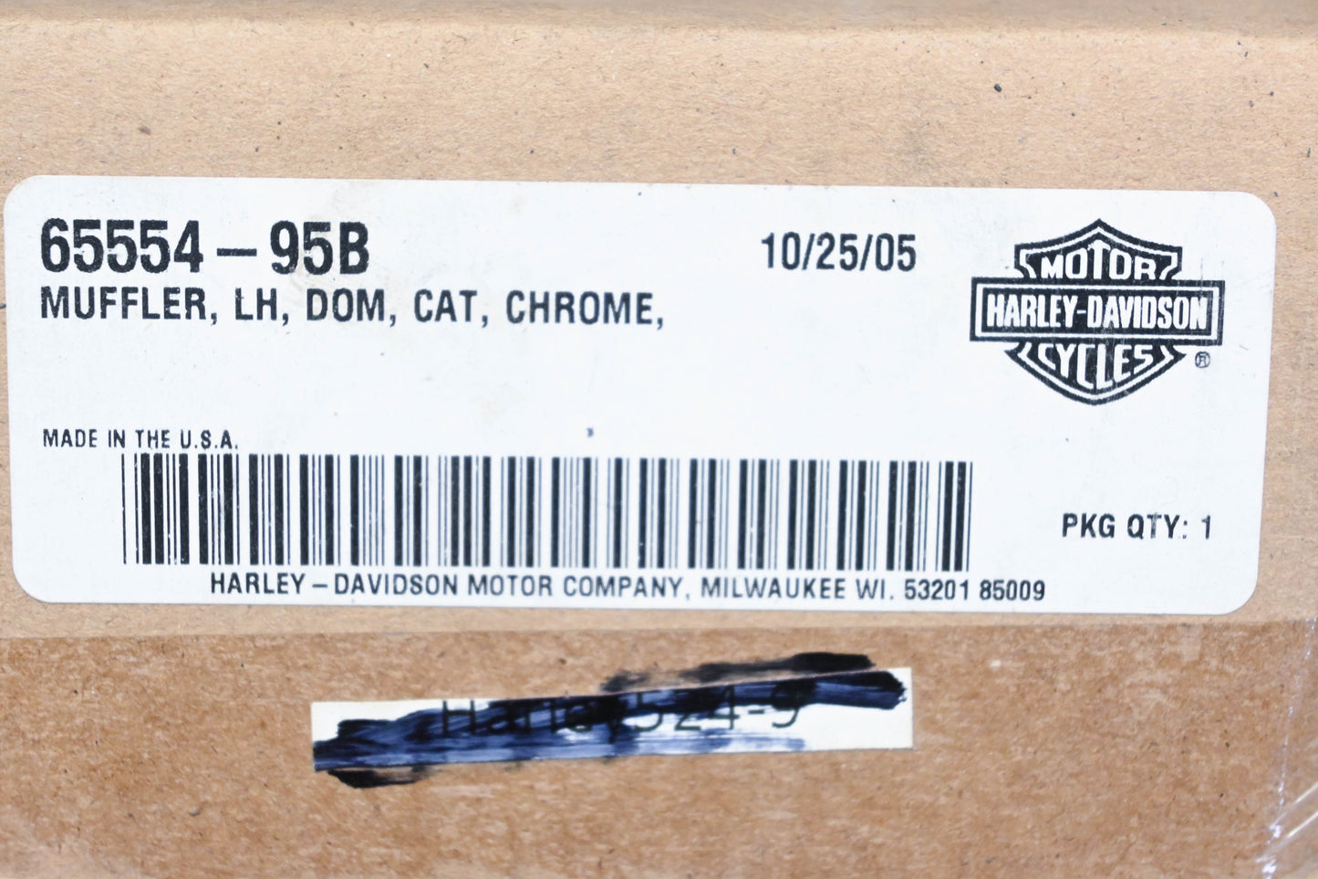 New OEM Harley-Davidson 65554-95B Lefthand Chrome Muffler NOS
