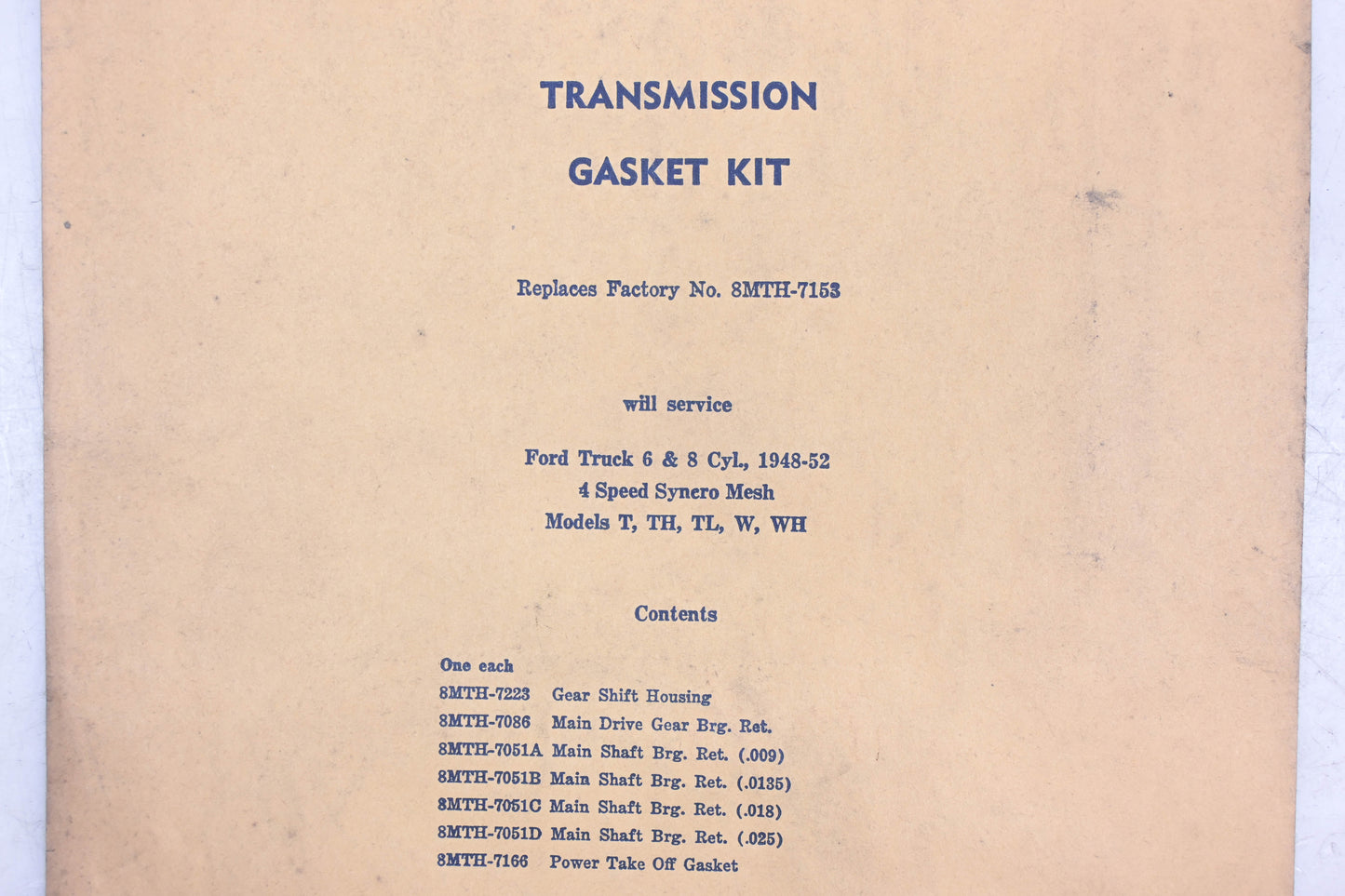 New OEM Ford 8MTH-7153 Gasket Kit NOS