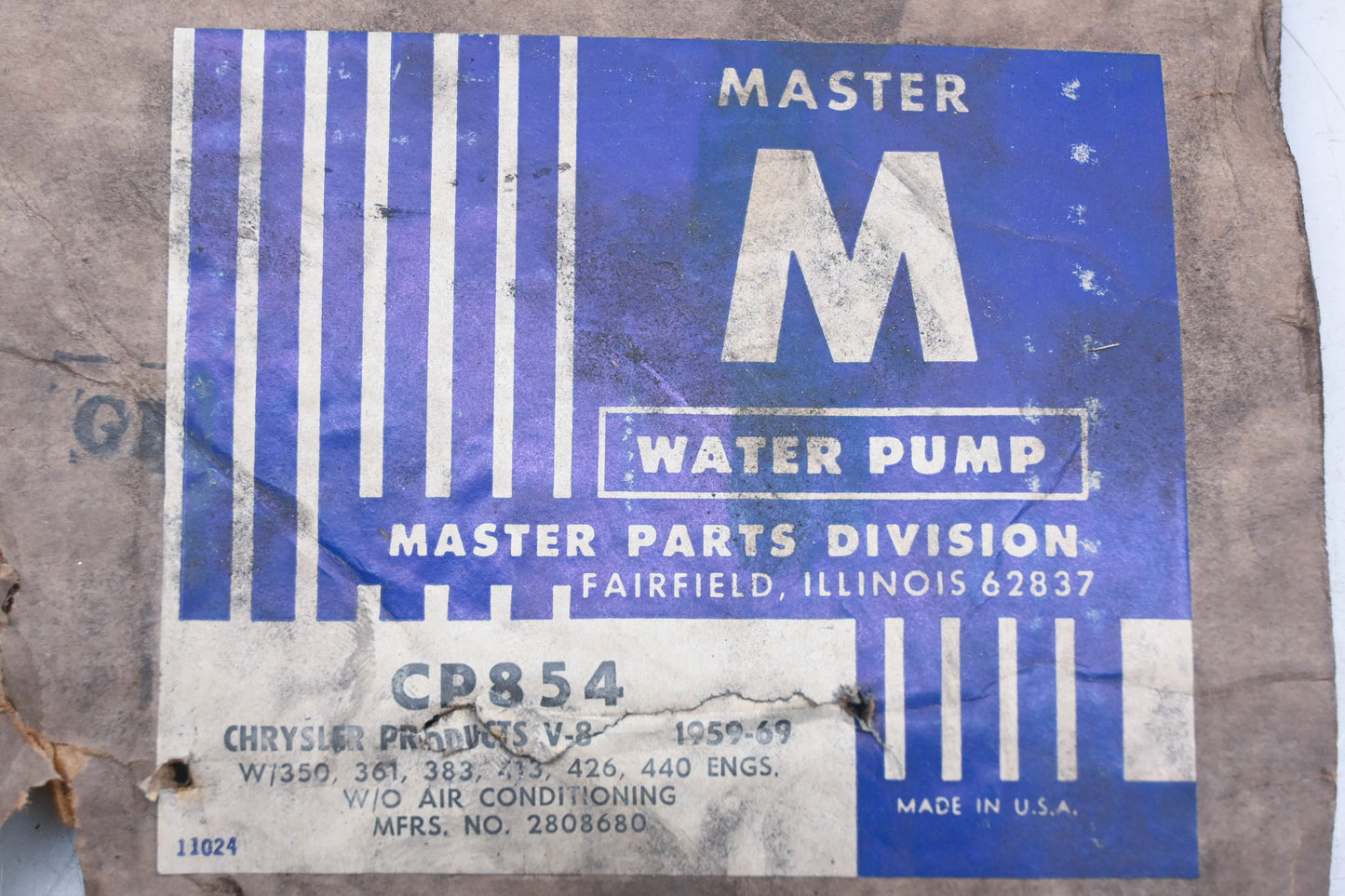 Master CP854, 30733-1 Water Pump Assembly NOS