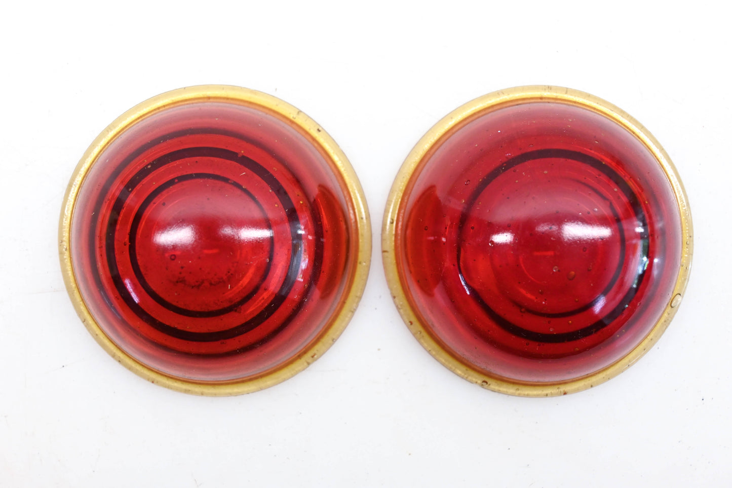 Aftermarket RA038-5 Red Glass Domed Taillight 2-31/32" Lenses Qty 2 NOS