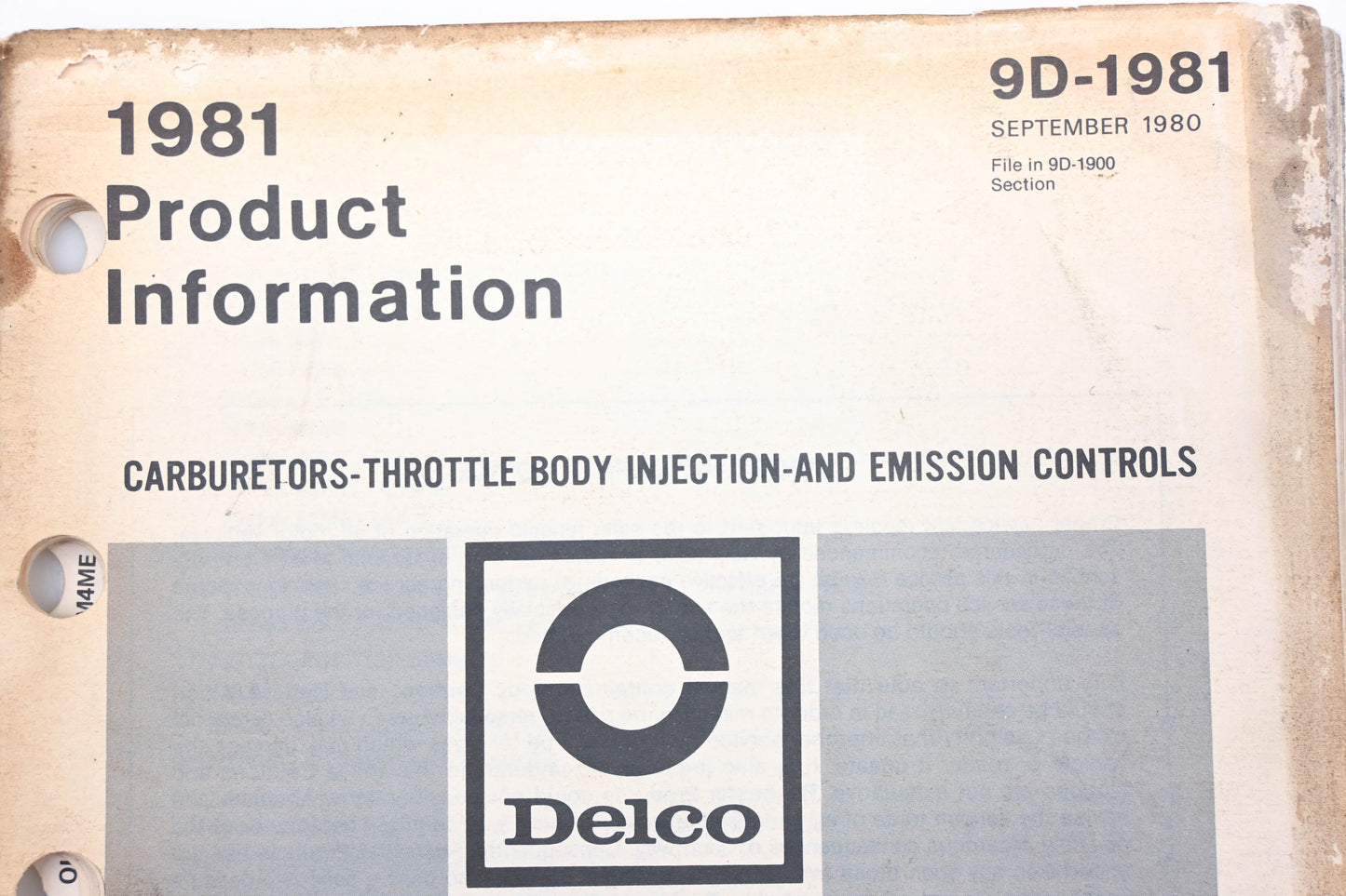 Delco 9D-1981 1981 Carburetors-Throttle Body Injection & Emissions Controls Manual