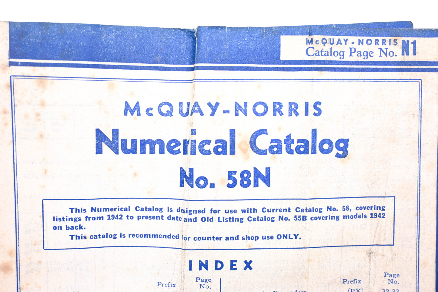 McQuay-Norris 58N 1942-1958 Parts Numerical Catalog