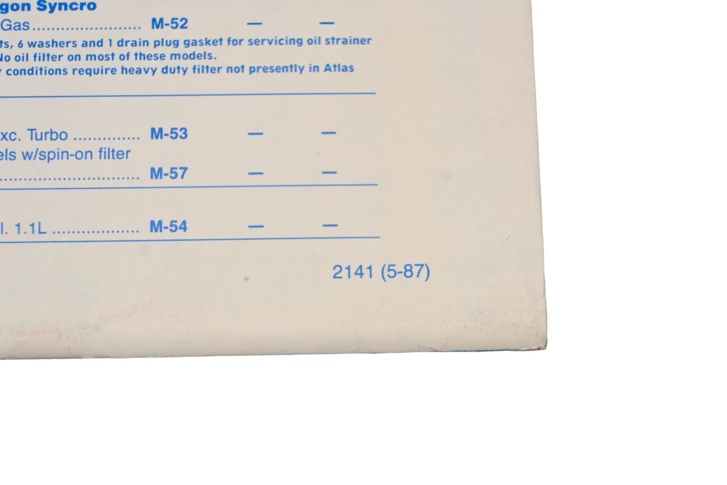 Atlas 2141 1987 Filter Application Data Catalog