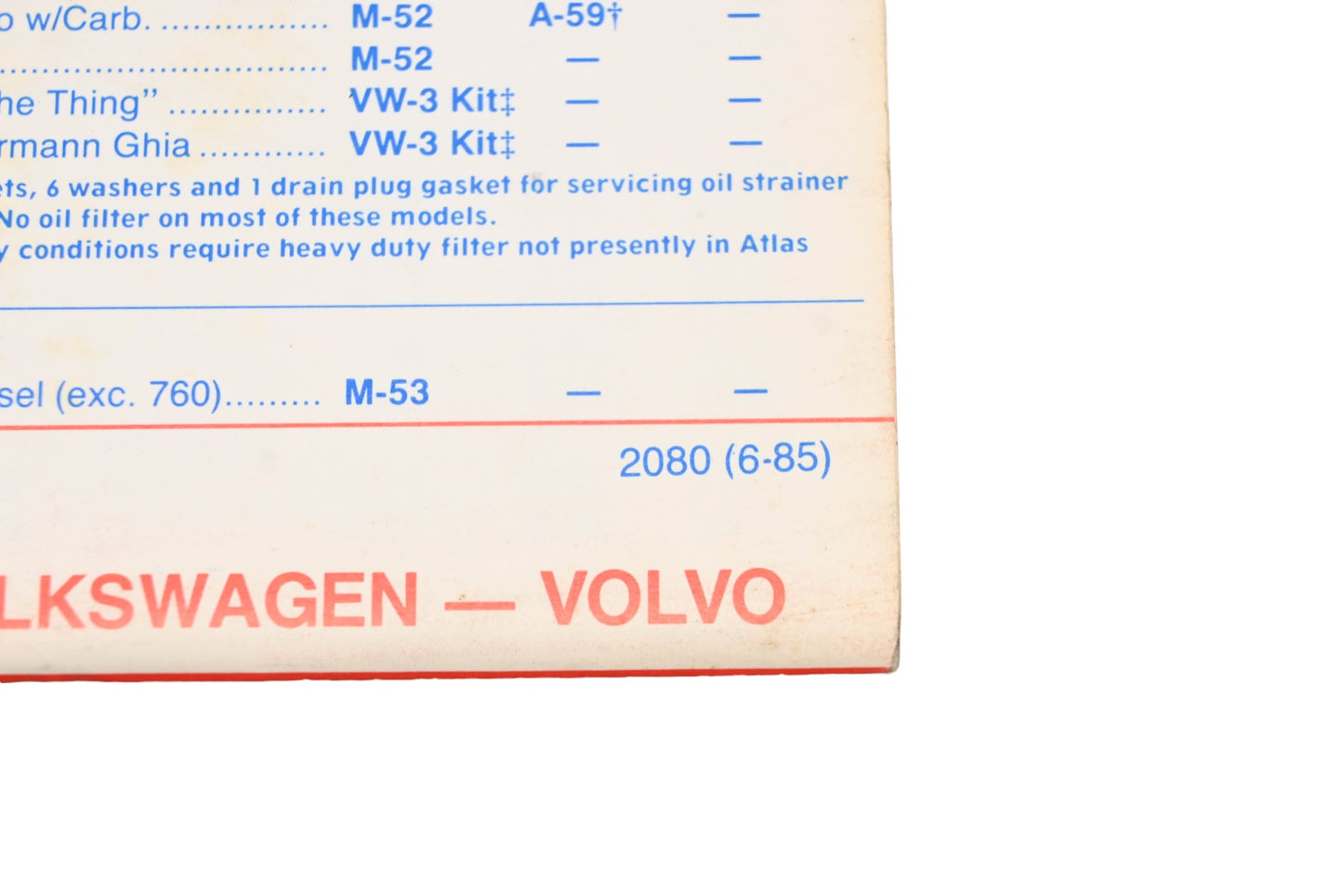 Atlas 2080 1985 Filter Application Data Catalog