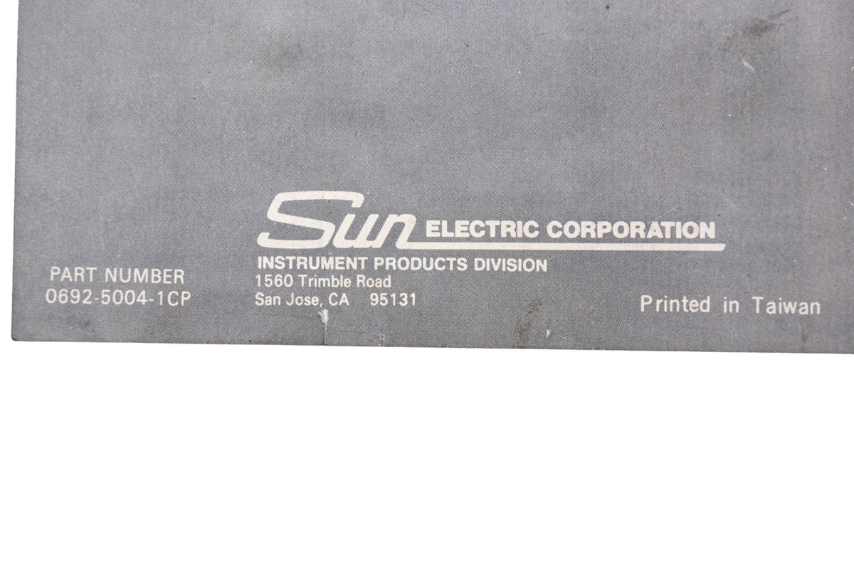 Sun Electric Corporation 0692-5004-1CP 1982 Operating Instructions Inductive Timing Light Manual