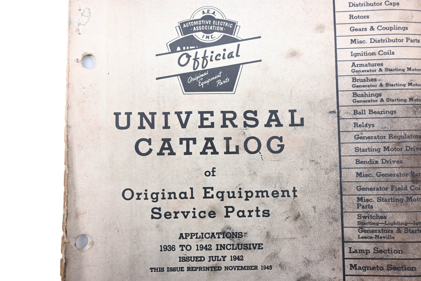 Automotive Electric Association RO017-53 1945 A.E.A. Universal Catalog