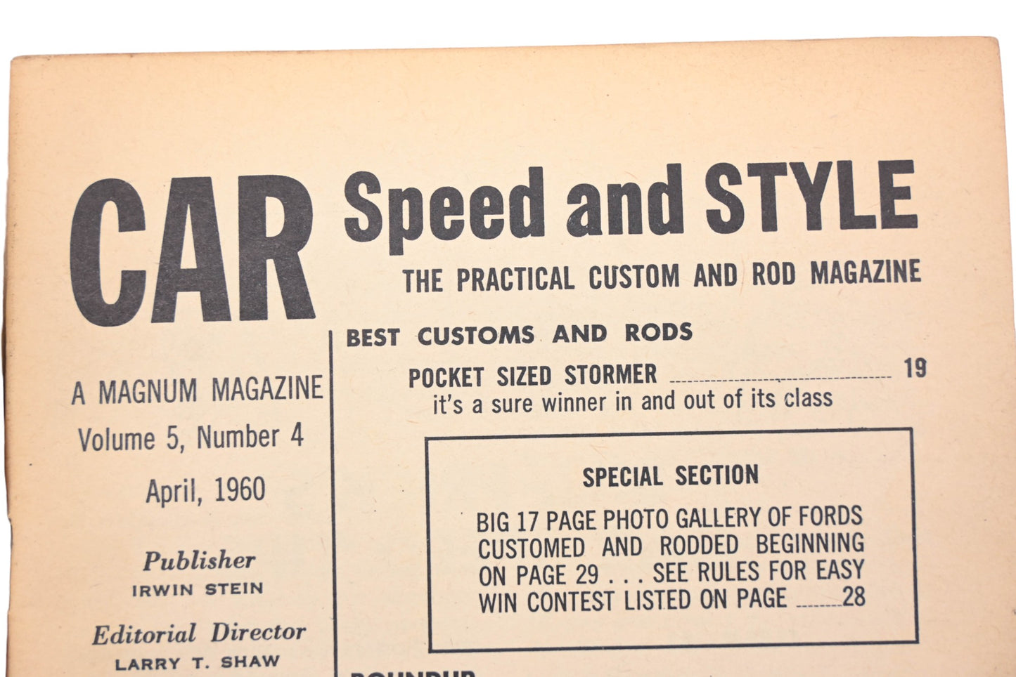 Car Speed And Style RO012-21 April 1960 Magazine