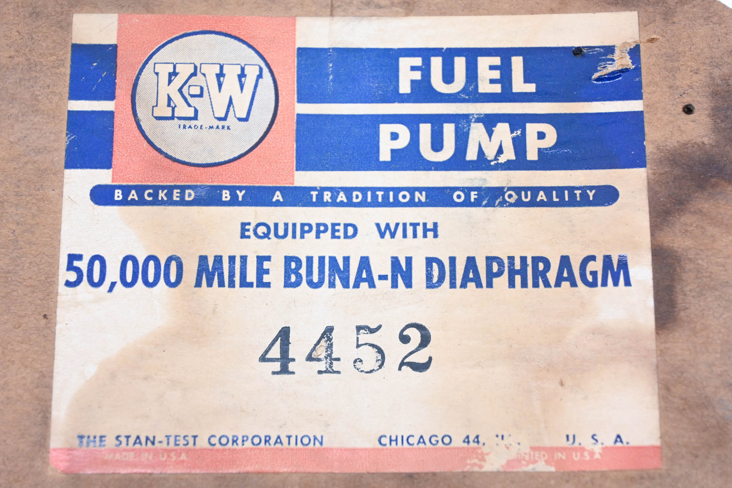 K-W 4452 Mechanical Fuel Filter Pump NOS