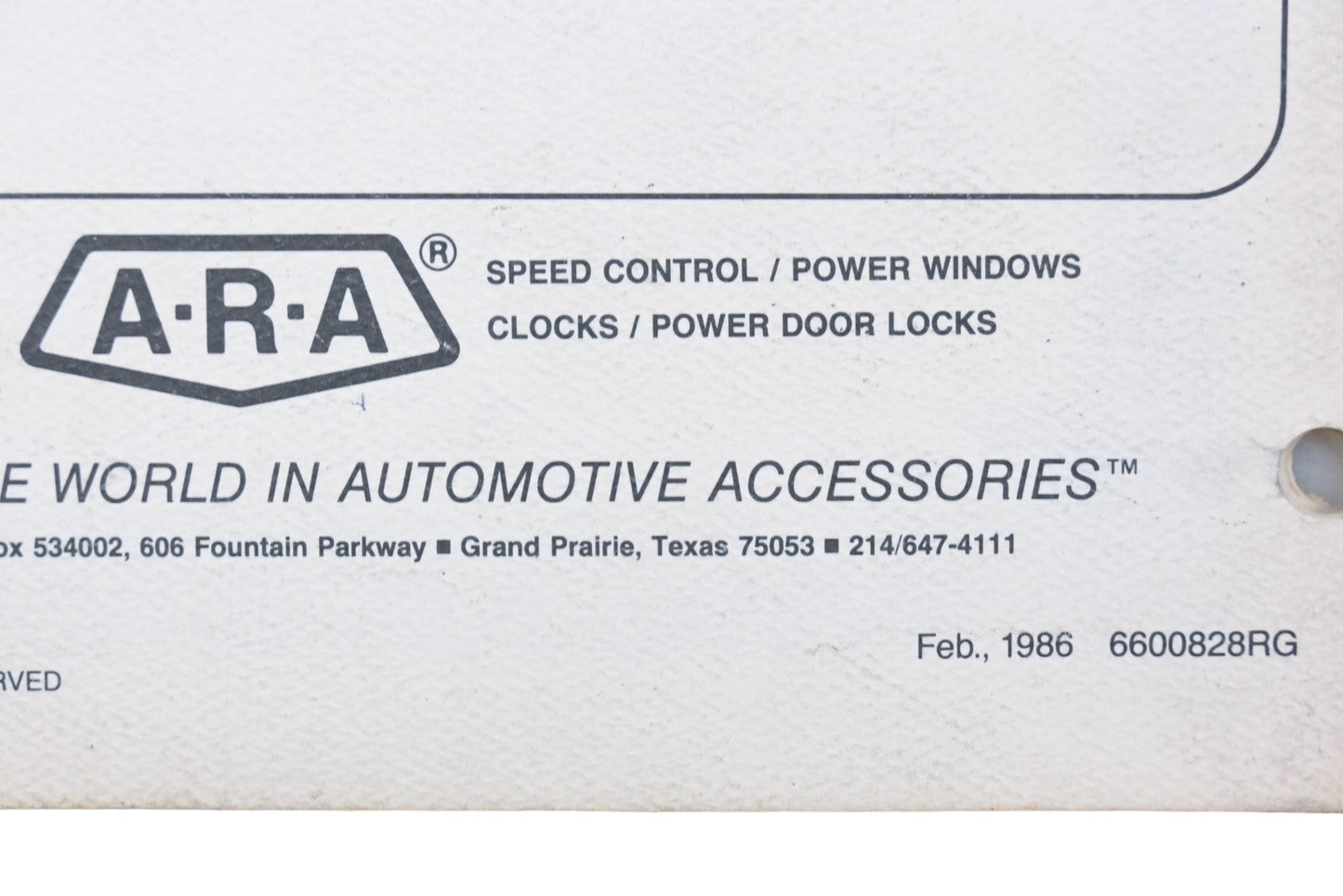 ARA 6600828RG 1986 Auto Air Conditioning Application Guide