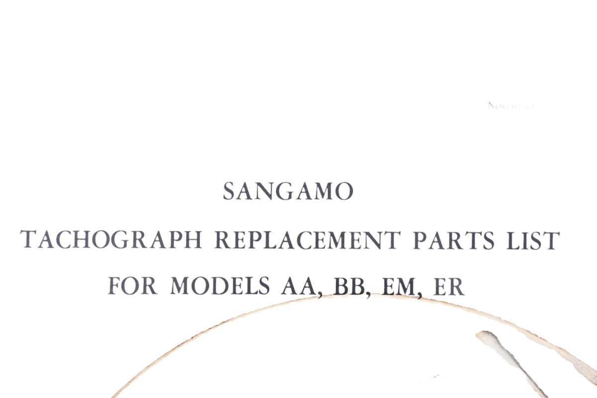 Sangamo Electric Company 714A Models AA BB EM ER Tachograph Replacement Parts List