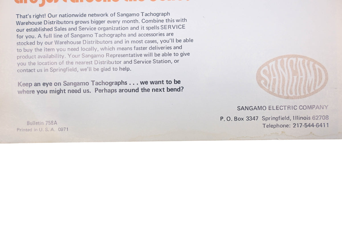 Sangamo Electric Company 758A Tachograph & Accessories Catalog