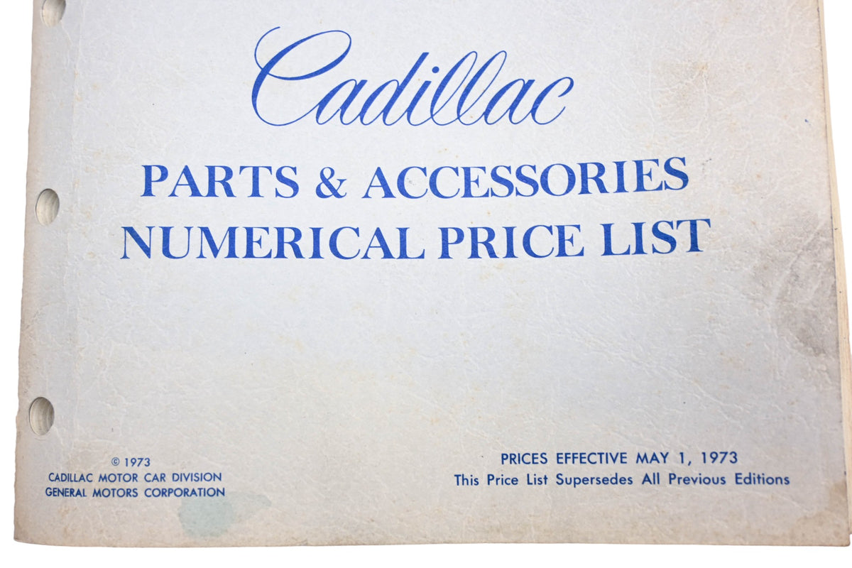 Cadillac YC003-27 1973 Parts & Accessories Numerical Parts List