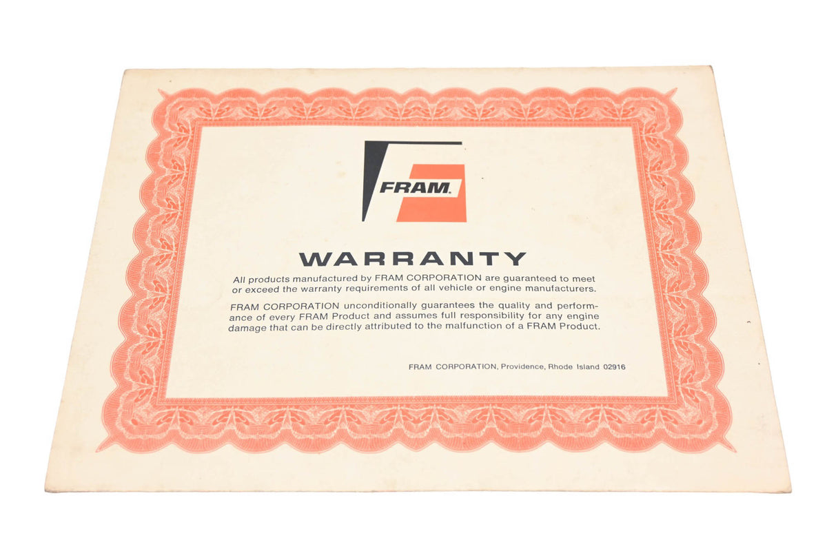 Fram DP012-45 1968 Replacement Filter Chart