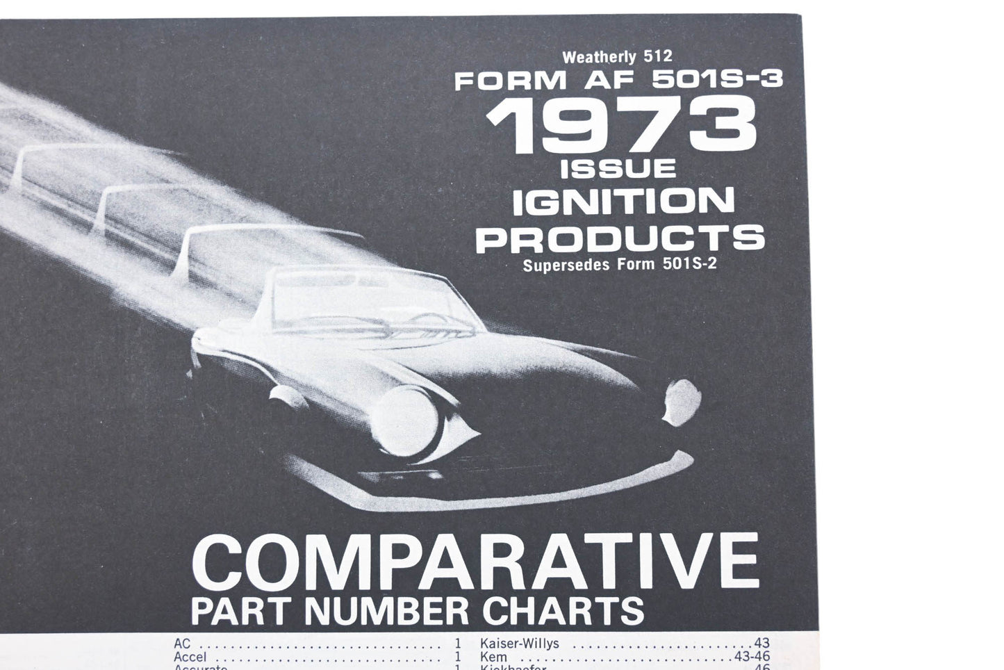 Standard Motor Products AF5013-3 1973 Ignition Products Comparative Chart Guide