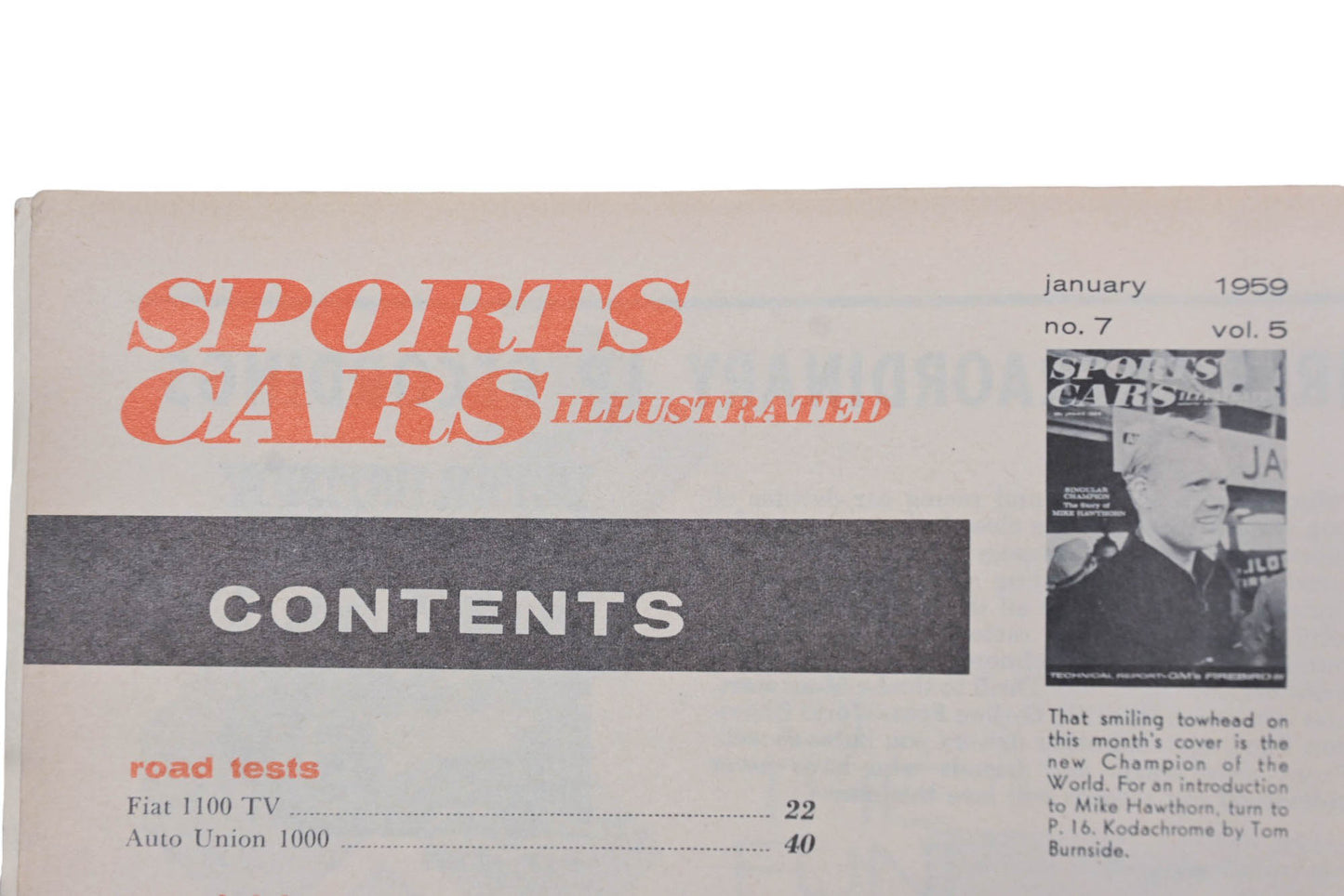 Sports Car Illustrated AH024-29 January 1959 Magazine