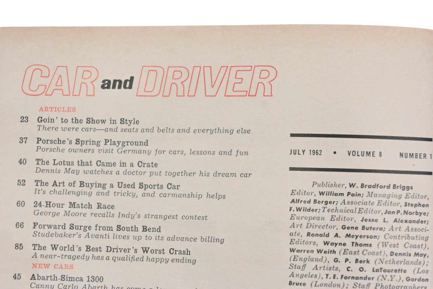 Car And Driver AH024-40 July 1962 Magazine