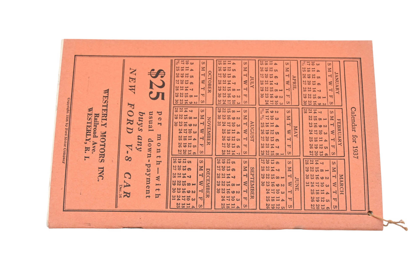 OEM Ford AH024-46 1937 Home Almanac And Fact Book