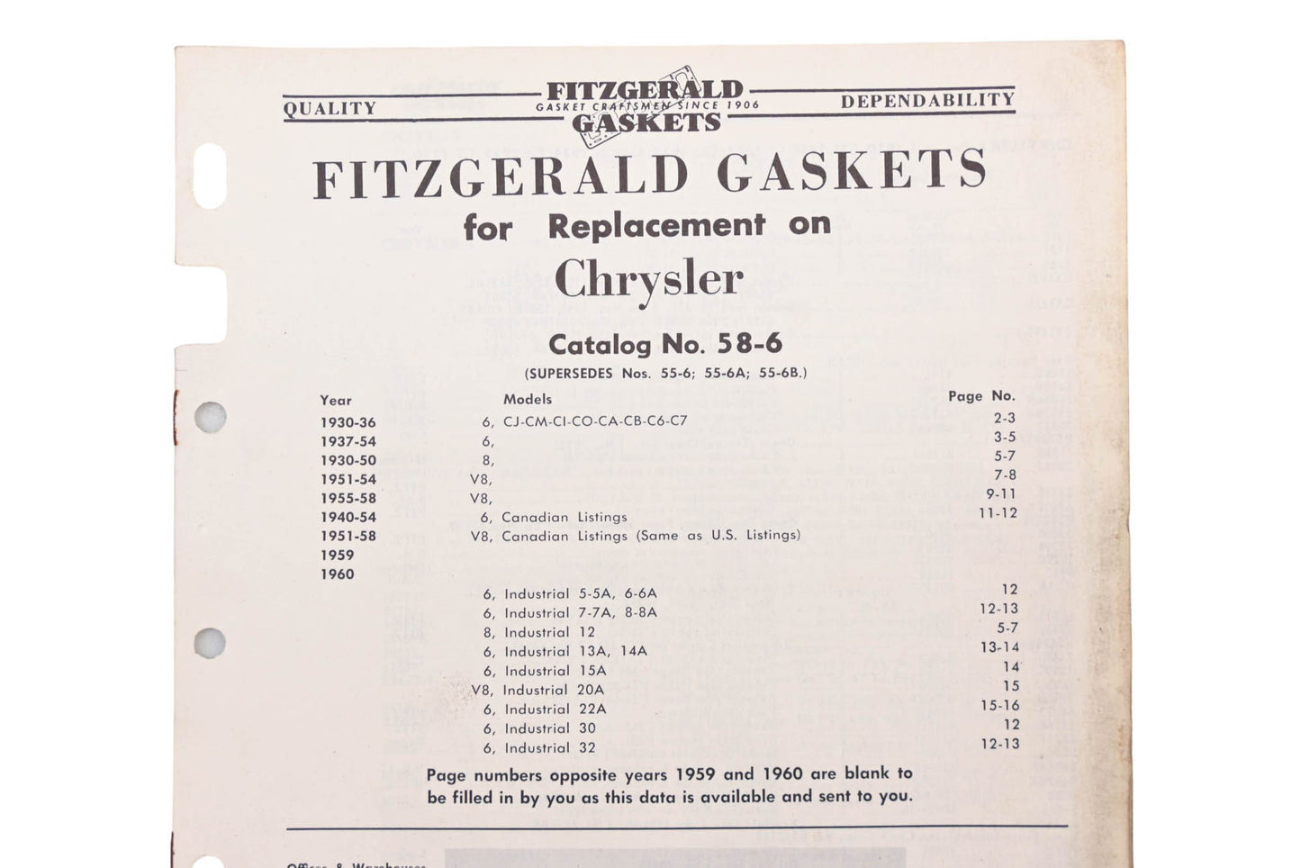 Fitzgerald 58-6 Chrysler Replacement Gaskets Catalog