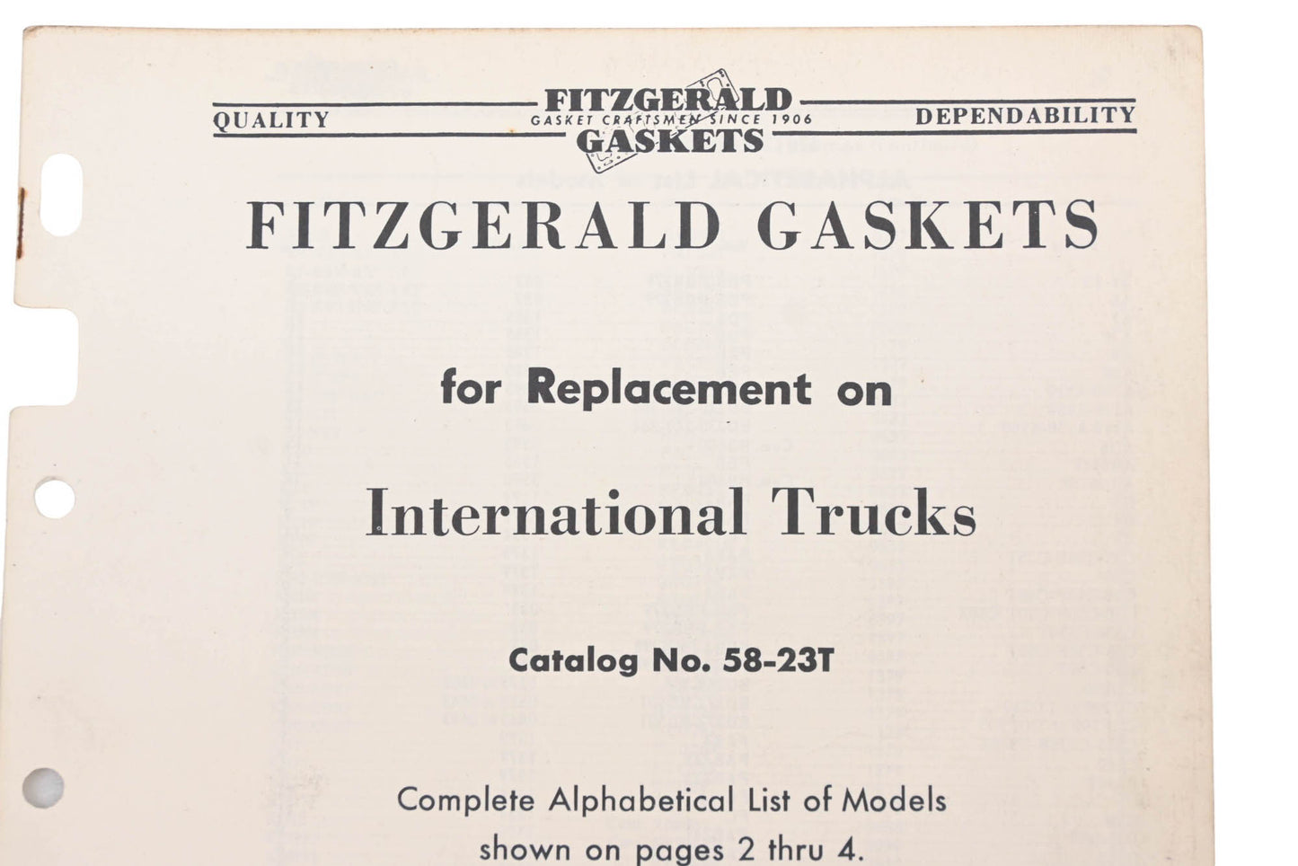 Fitzgerald 58-23T International Trucks Replacement Gaskets Catalog