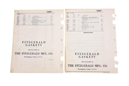 Fitzgerald 55-14, 55-14A Nash Replacement Gaskets Catalog