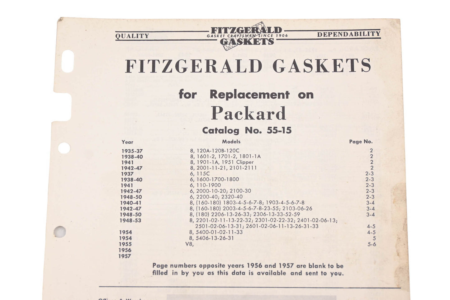 Fitzgerald 55-15 Packard Replacement Gaskets Catalog