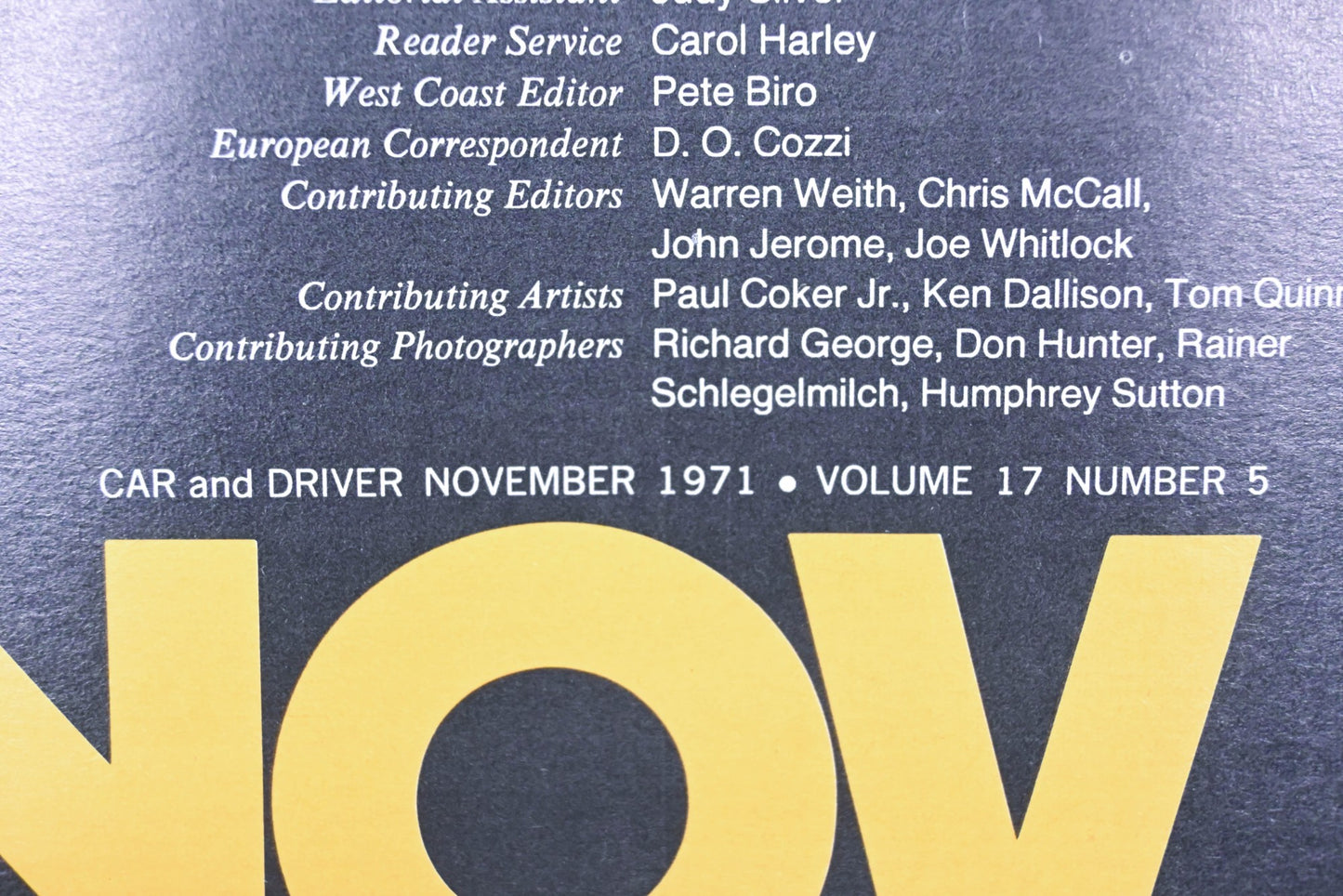 Car And Driver MD038-26 November 1971 Magazine
