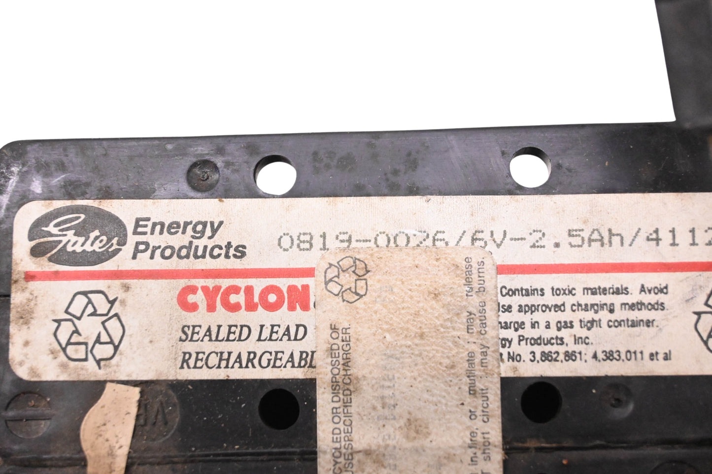 Gates Energy Products 0819-0026 6V Sealed Lead Rechargeable Battery Assembly NOS