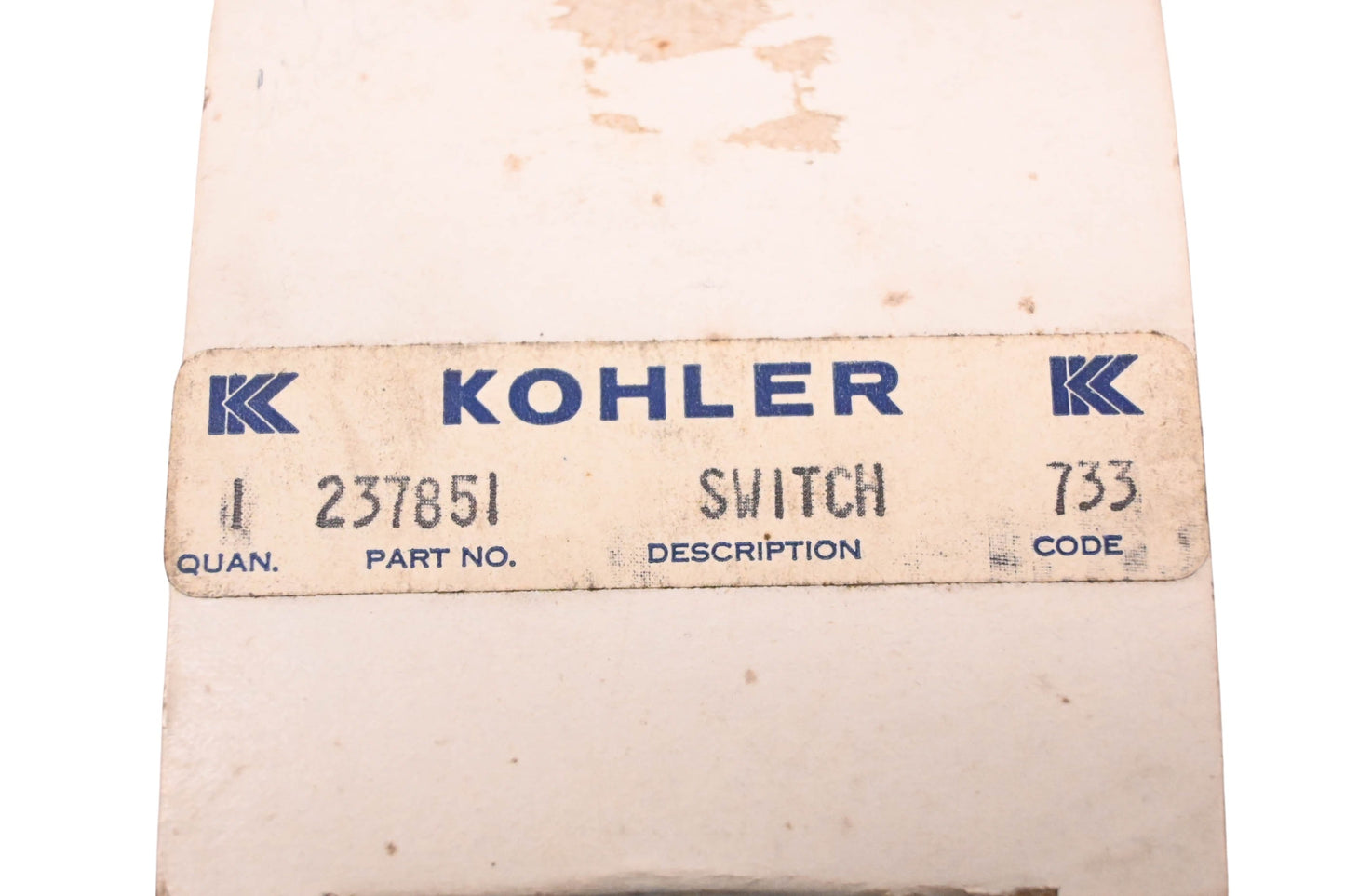 Kohler 237851 Starter Switch Assembly NOS