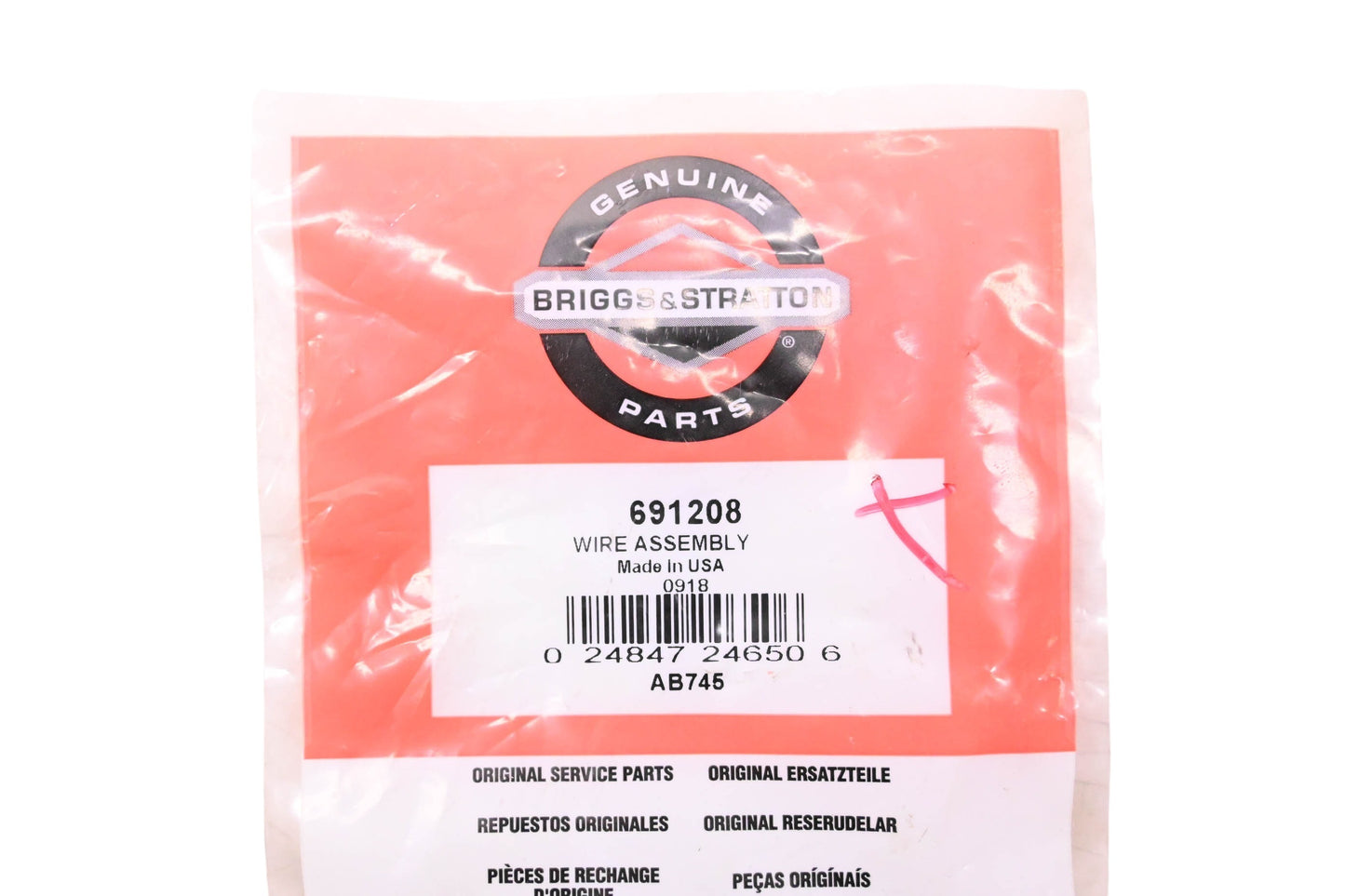 New OEM Briggs & Stratton 691208 Wire Assembly NOS