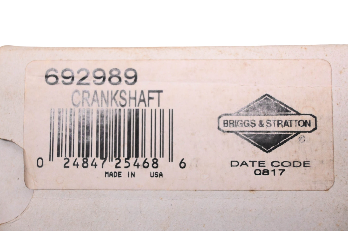 New OEM Briggs & Stratton 692989 Crankshaft Assembly NOS