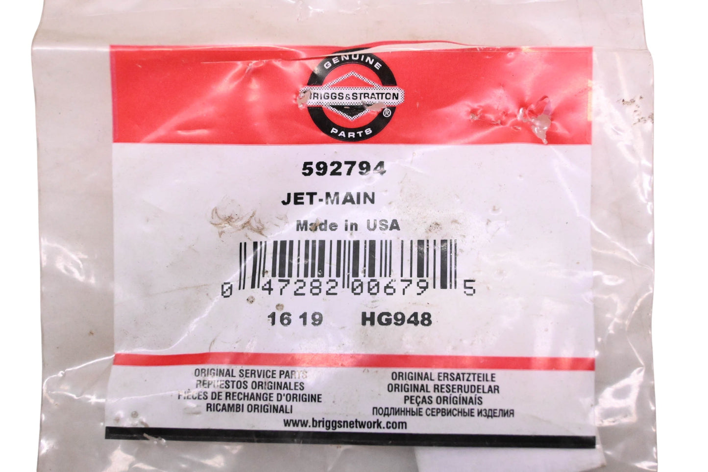 New OEM Briggs & Stratton 592794 Main Jet NOS