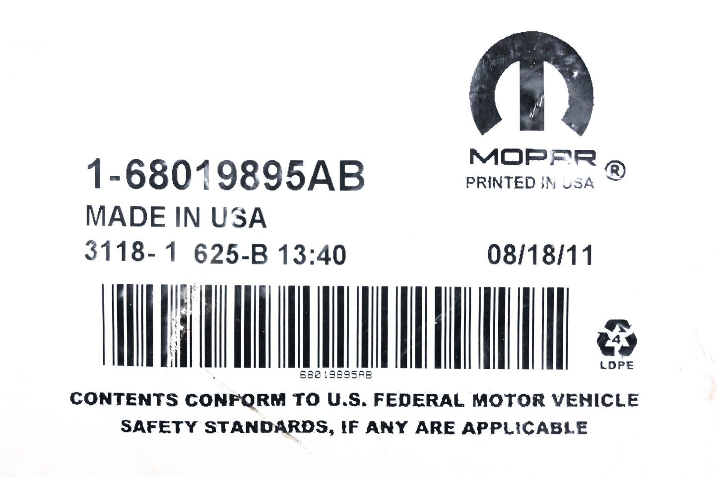 Mopar 68019895AB Parking Brake Cable Kit NOS