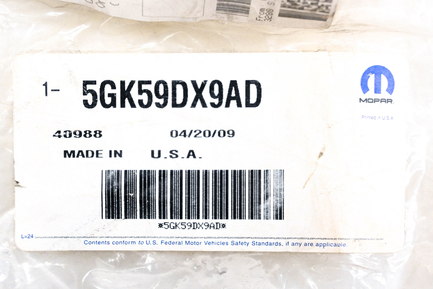 Mopar 5GK59DX9AD Steering Column Cover Kit NOS