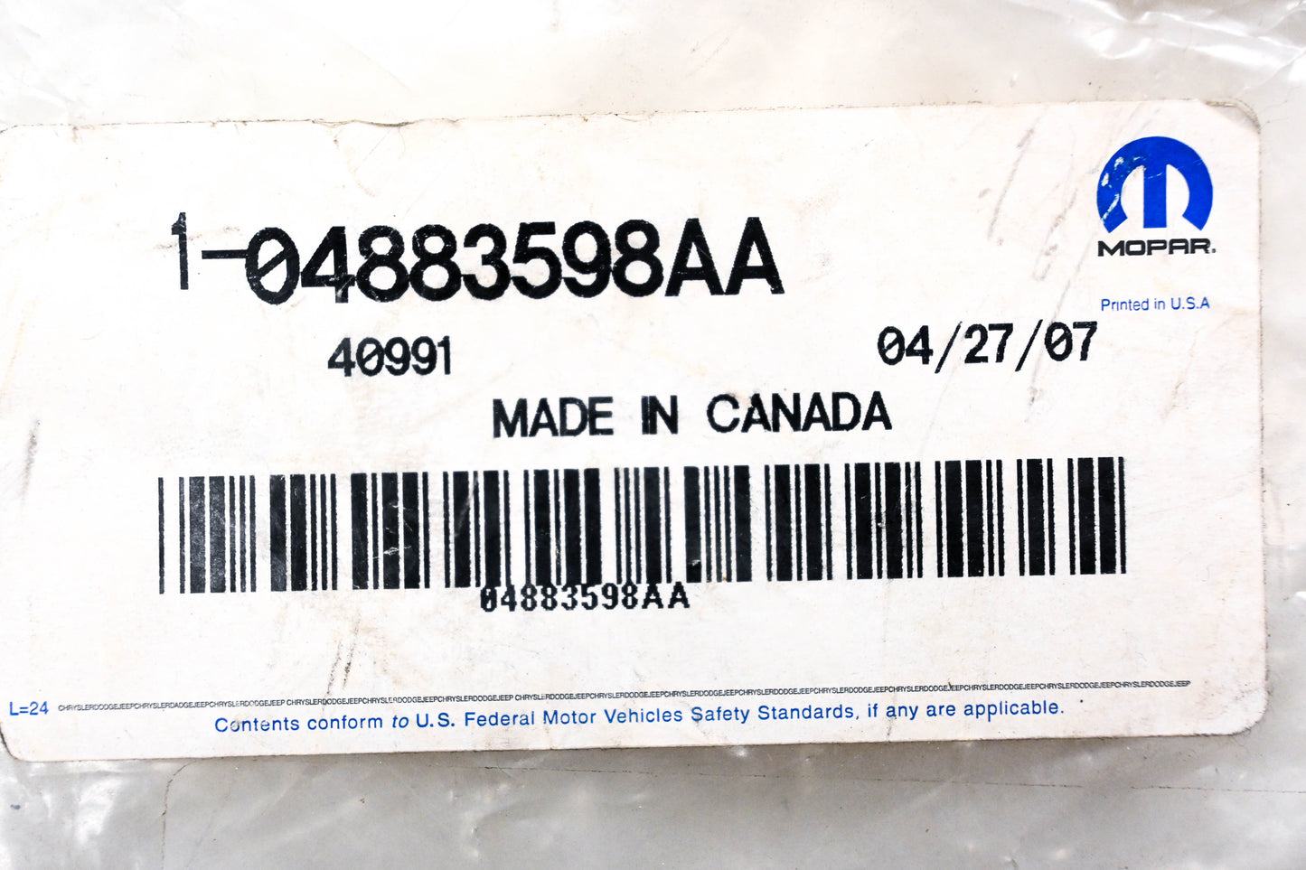 Mopar 04883598AA, 4883598AA Air Inlet Bonnet NOS