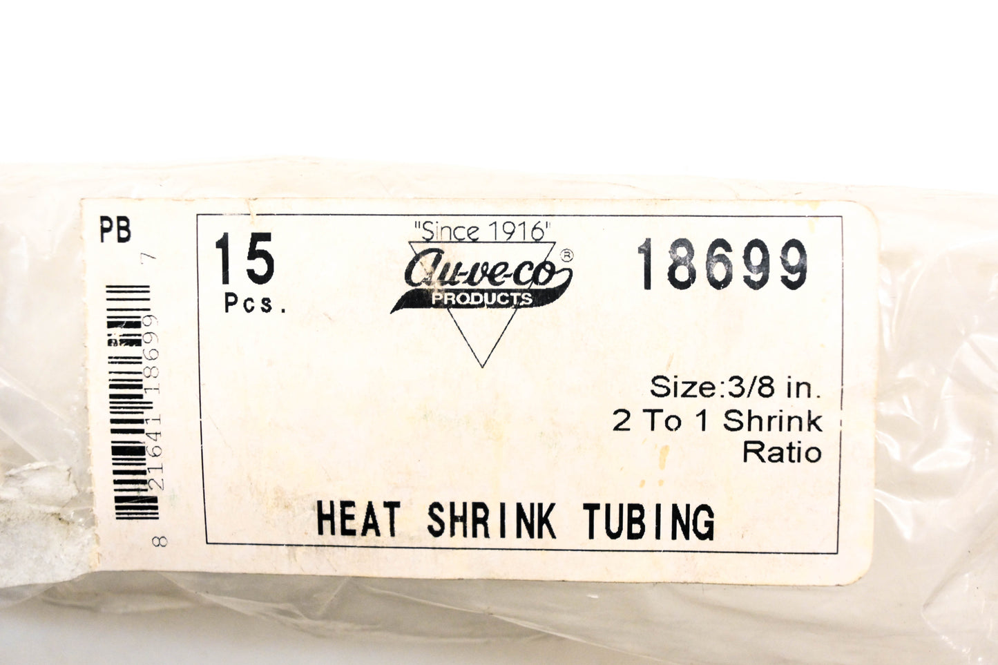 Auveco 18699 Heat Shrink Tubes 3/8" 2:1 Ratio Qty 15 NOS